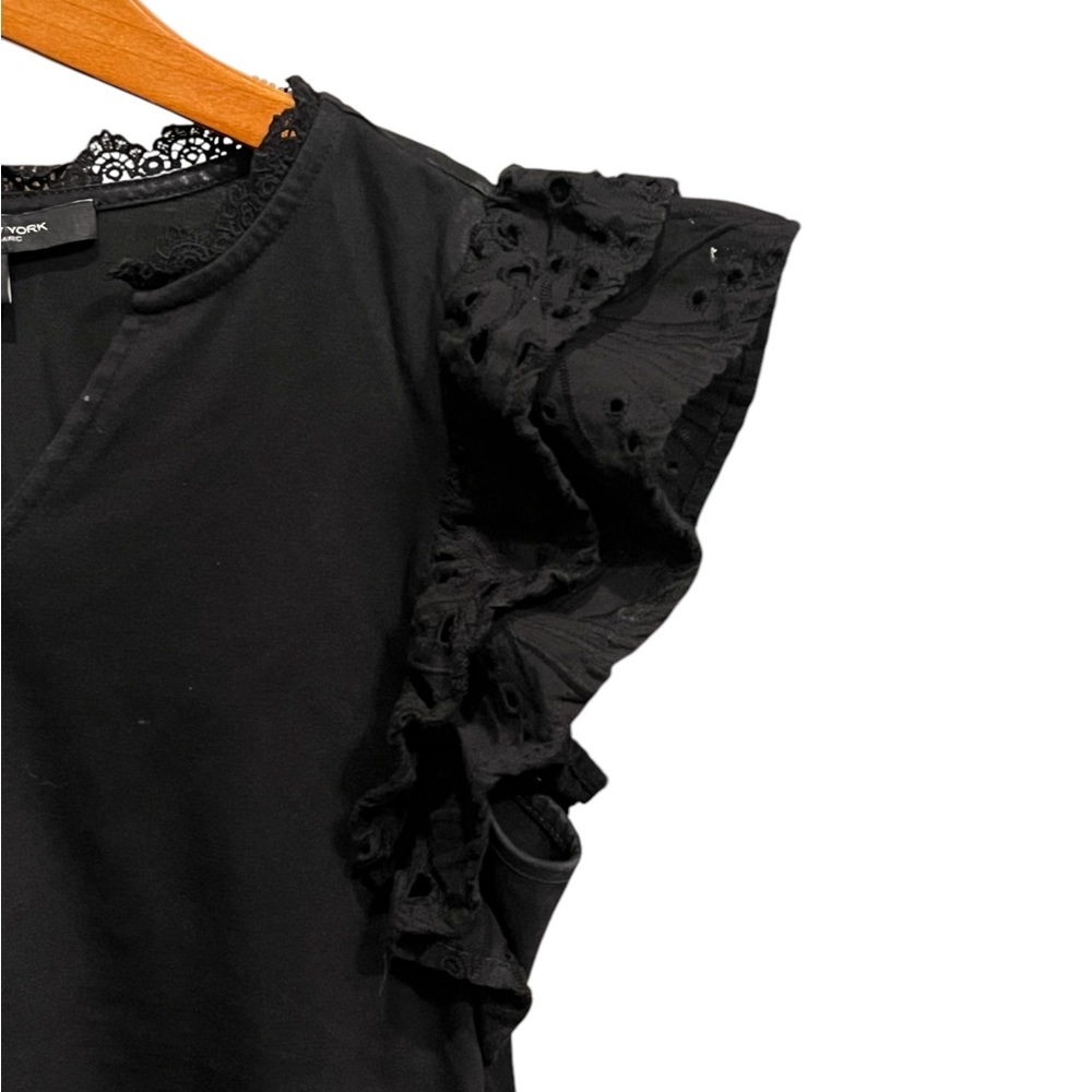 Black Ruffled Sleeve Top - Picture 5 of 11